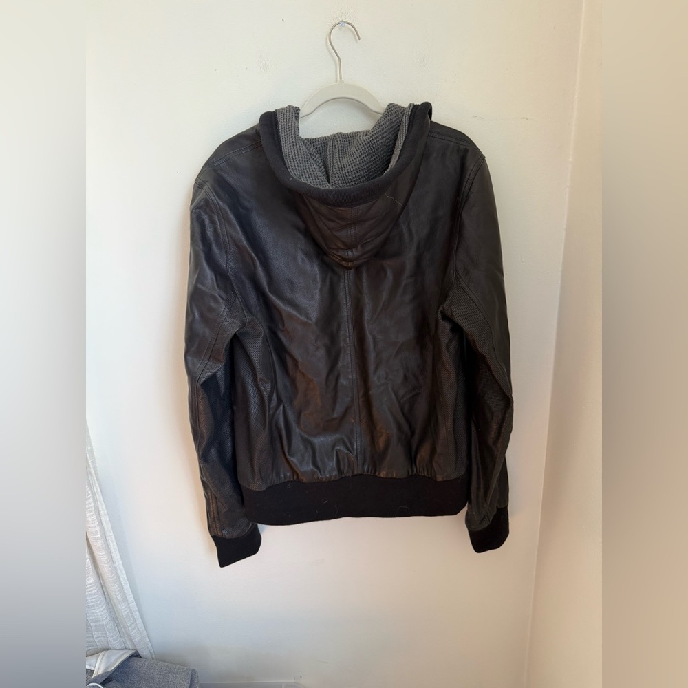 Rag & Bone Men's Hooded Lamb Leather Jacket Size Large BLACK - Picture 5 of 6